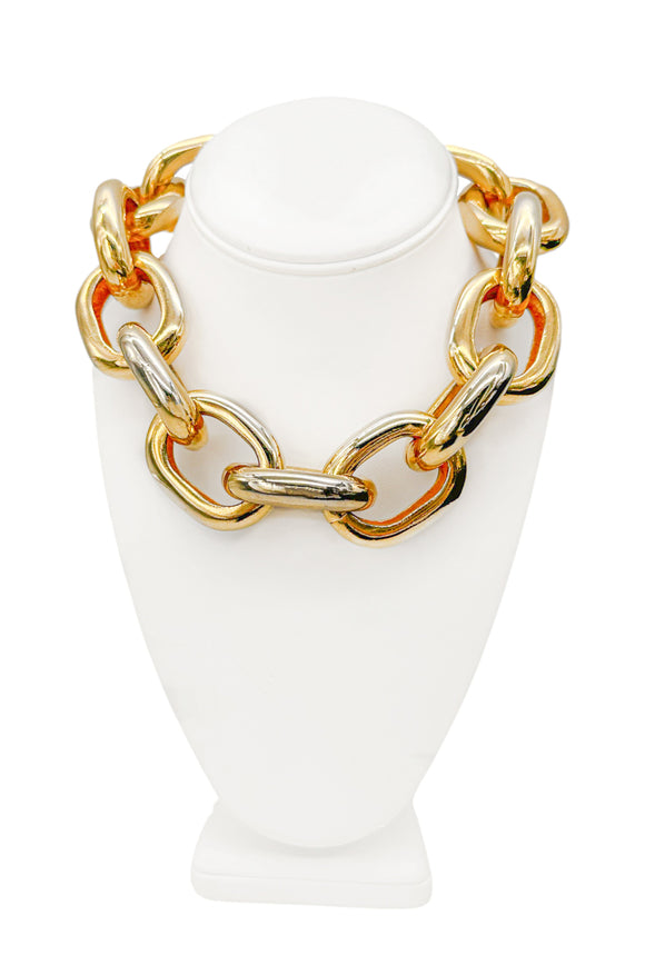 Vintage Gold Oversized Saint Laurent Style Chain Link Necklace