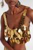 Paco Rabanne Gold Chain Mail Oversized Sequin Crop Top