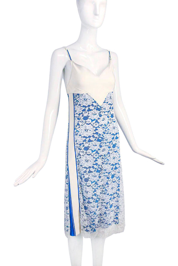 Paco Rabanne White Neoprene and Silver Lurex Lace Dress SS2017