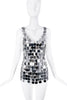 Paco Raban Silver Sequin Chainmail Chain Tank Top