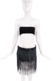 Koi Paris Black Tweed Sequin Fringe Mini Skirt