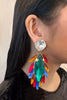 Yves Saint Laurent "Parrot" Green Red Orange Gripoix Earrings and Matching Broach