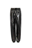 MSGM Black Faux Patent Leather Vinyl Jogger Pants