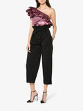 Philosophy di Lorenzo Serafini Purple Sparkle One Shoulder Ruffle Top