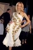Roberto Cavalli White Gold Chain Print Ruched Dress Menswear FW09