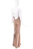 Saint Laurent Light Brown Tan Silk Satin Open Back Bias Cut Gown
