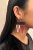 Vintage Pink Lucite Geometric Triangle Earrings