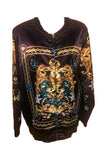 Givenchy Gold Blue Black Satin Baroque Star Print Bomber Jacket