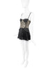 Versace Black With Copper Chainmail Pleated Mini Dress