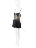 Versace Black With Copper Chainmail Pleated Mini Dress
