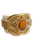 Vintage Escada White Resin Cuff Bracelet with Gold Barque Detail with a Golden Topaz Crystal