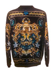 Givenchy Gold Blue Black Satin Baroque Star Print Bomber Jacket