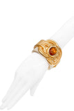Vintage Escada White Resin Cuff Bracelet with Gold Barque Detail with a Golden Topaz Crystal
