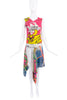 Christian Dior by John Galliano Multicolor Neon Graffiti Print Handkerchief Hem Chiffon Skirt