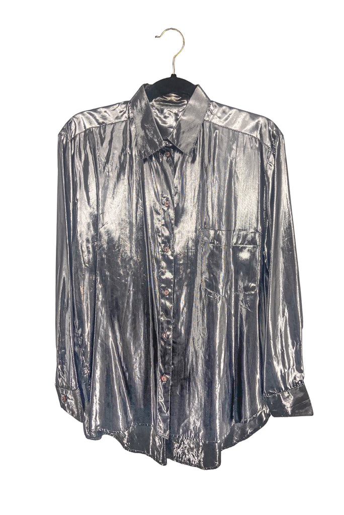 Vintage Silver Gray Metallic Shirt
