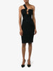Preen Black Bodycon One Shoulder Stretch Dress with Silver Ring