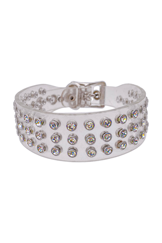 Vintage Clear PVC Rhinestone Crystal Choker Necklace