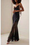 Rabanne Black Crystal Embellished Chiffon Sheer Gown