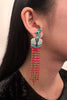 Vintage Rainbow Colored Crystal Peacock Earrings in the Style of Van Cleef & Arpel