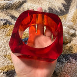Vintage Red Lucite Resin Oversized Square Bracelet Bangle