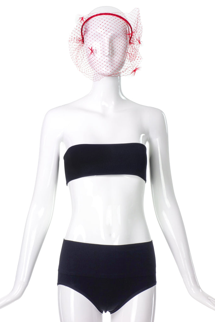 Vintage  Red "Spike" Net Veil with Headband