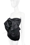Richard Quinn Black Satin Oversized Bow Corset Top