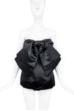 Richard Quinn Black Satin Oversized Bow Corset Top