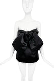 Richard Quinn Black Satin Oversized Bow Corset Top