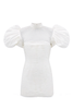 Richard Quinn White Satin Puff Sleeve Tulle Chiffon Neck Ruched Mini Dress
