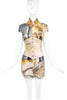 Roberto Cavalli Gold Pink Iconic Baroque Print Mini Dress with Corset Runway Spring 2003