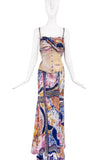 Roberto Cavalli Corset Just Cavalli Silk Print Gown Dress Runway Spring 2003