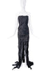 Roberto Cavalli Black Shredded Corset Bustier Dress Gown Fall 2001