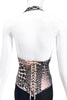 Roberto Cavalli Black White Pink Checkered Giraffe Leopard Print Corset Halter Neck Top Runway 2003 / 2004