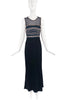 Roberto Cavalli Black Gown Dress with Sheer Insert and Crystal Embellished Bodice