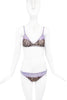 Roberto Cavalli Purple Lavender Leopard Silk Bra Panty Set