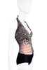 Roberto Cavalli Black White Pink Checkered Giraffe Leopard Print Corset Halter Neck Top Runway 2003 / 2004