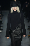 Ann Demeulemeester Black Felt One Shoulder Overall Belted Mini Dress Fall Winter Runway 2003