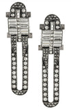 Lanvin Dedale Silver Gunmetal Crystal Art Deco Earrings