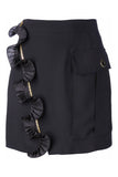 Emanuel Ungaro by Fausto Puglisi Black Ruffle Zipper Skirt