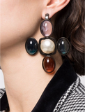 Saint Laurent Blue, Green, Orange, Purple and Pearl Gripoix Cross Earrings Fall 2021