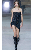 Saint Laurent Black Ruffle Crystal Embellished Bustier Dress Runway Fall 2017