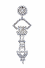 Saint Laurent Silver Crystal Extra Long Single Geometric Runway Earring