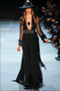 Saint Laurent Black Chiffon Tuxedo Neckline Billowing Sleeve Gown Spring 2013