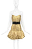 Saint Laurent Gold Pleated Bustier Puff Cocktail Dress
