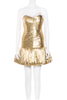 Saint Laurent Gold Pleated Bustier Puff Cocktail Dress