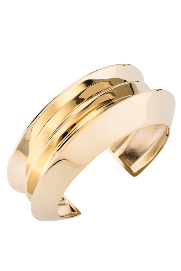 Saint Laurent Gold Wave Sculptural Bracelet