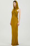 Saint Laurent Green Brown Hooded Gown Runway S/S 2023