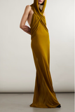 Saint Laurent Green Brown Hooded Gown Runway S/S 2023