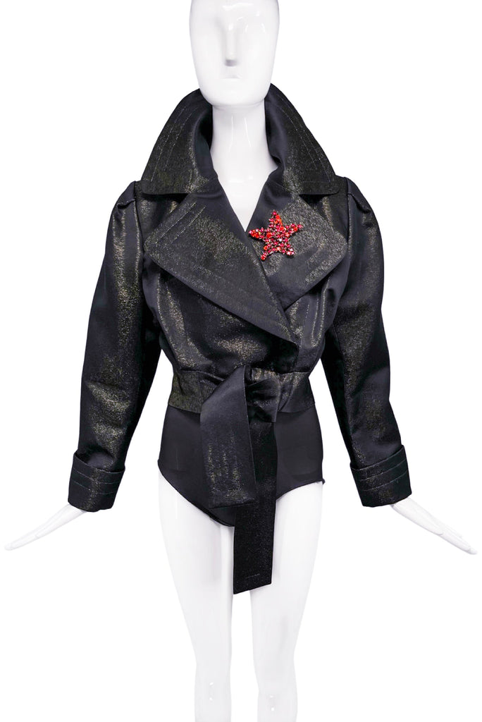 Saint Laurent YSL 1992 Biker Moto Jacket with Red Crystal Star
