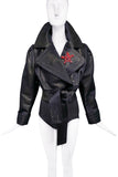 Saint Laurent YSL 1992 Biker Moto Jacket with Red Crystal Star